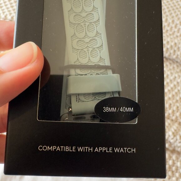 Coach Soft Blue Embossed Logo Rubber Apple Watch Strap Band 38mm/40mm - Picture 2 of 2